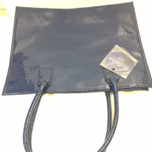 NWT The Chelsea Tote Faux Croc Pattern on Front Blue 15x12.5 - Picture 9 of 10